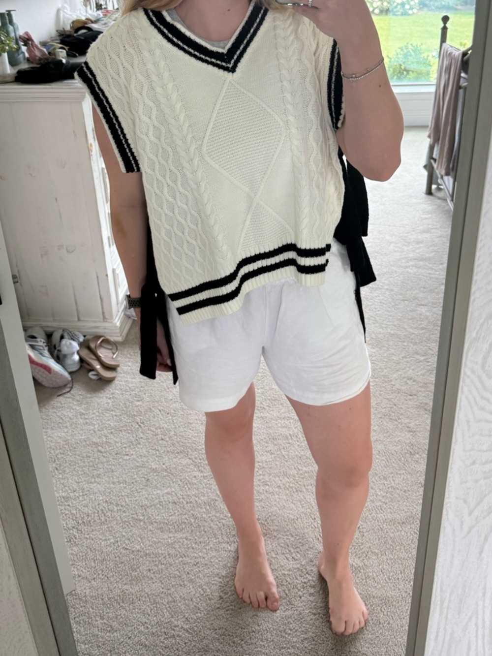 NWT White and black sweater vest